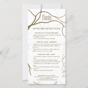 Carte De Remerciements Lash Instructions de soins postérieurs Racines Pla