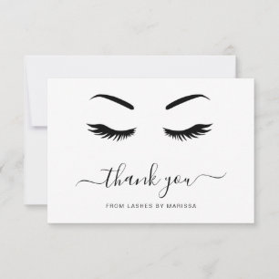 Carte De Remerciements Lashes minimaliste noir et blanc Élégante entrepri