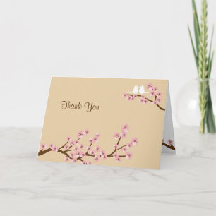 Carte De Remerciements Latte & Fleur de Cerisier Rose Mariage Remerciemen