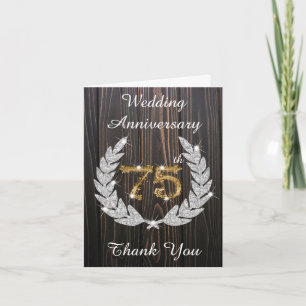 Carte De Remerciements Laurel du diamant rustique 75e anniversaire