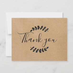 Carte De Remerciements Laurel Feuille Rustic Kraft Business