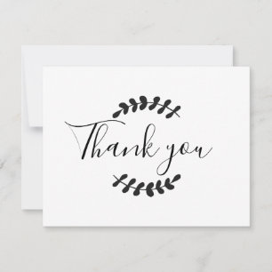 Carte De Remerciements Laurel Feuilles Black and White Business