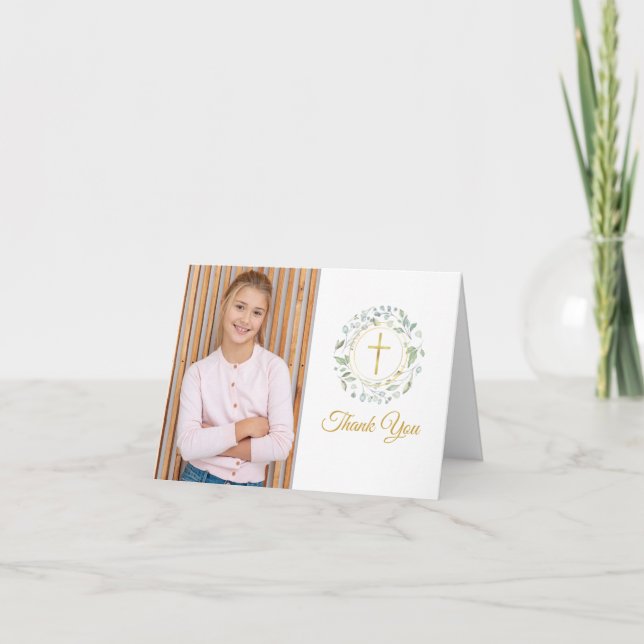 Carte De Remerciements Laurel Garland Première Communion Sainte Photo Mer (Devant)