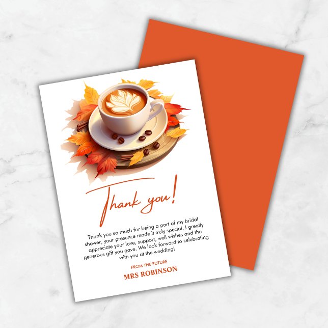 Carte De Remerciements L'automne L'amour Est En Train De Se Préparer Café (Fall Autumn Love is Brewing Coffee Bridal Shower Thank You Card )
