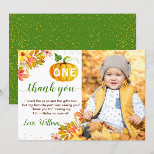 Carte De Remerciements L'automne quitte Floral Citrouille 1er Anniversair
