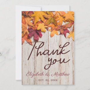 Carte De Remerciements L'automne rustique laisse bois