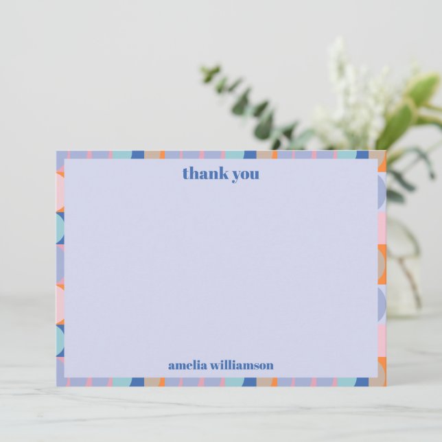 Carte De Remerciements Lavande Bleue Fête des mariées personnalisée moder (Debout devant)