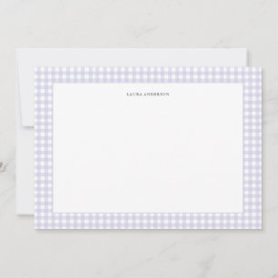 Carte De Remerciements Lavande et blanc Personnalisé En vichy plat