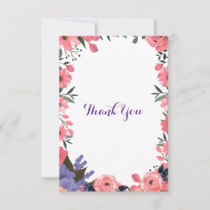 Carte De Remerciements Lavande et Rose Pâle Fleurs Voiture Remerciements 