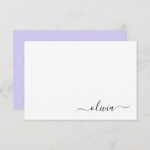 Carte De Remerciements Lavande Purple Script Moderne Fille Monogramme Nom