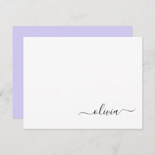 Carte De Remerciements Lavande Purple Script Moderne Girl Monogramme