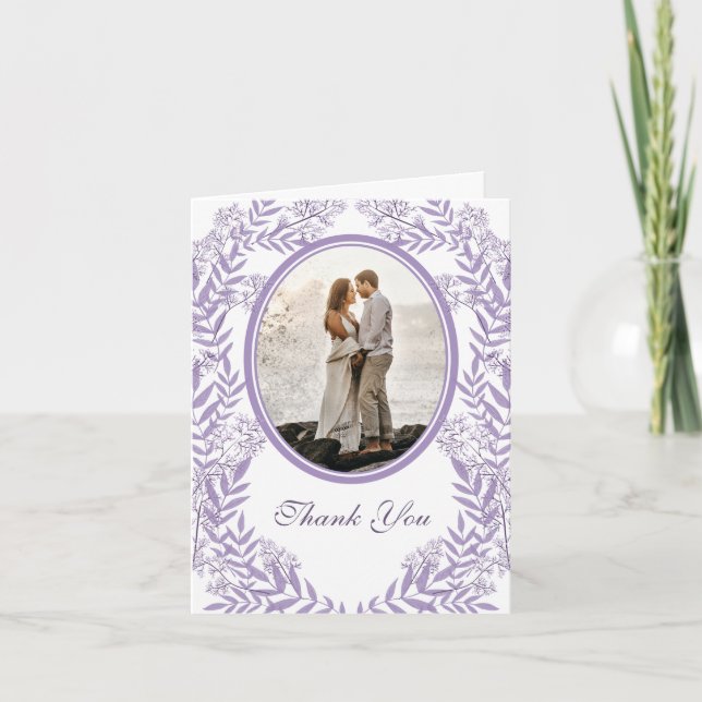 Carte De Remerciements Lavande violet Mariage Botanique (Devant)