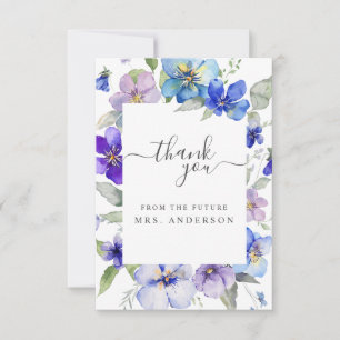 Carte De Remerciements Lavender Navy Floral Violet Violet Fête des mariée