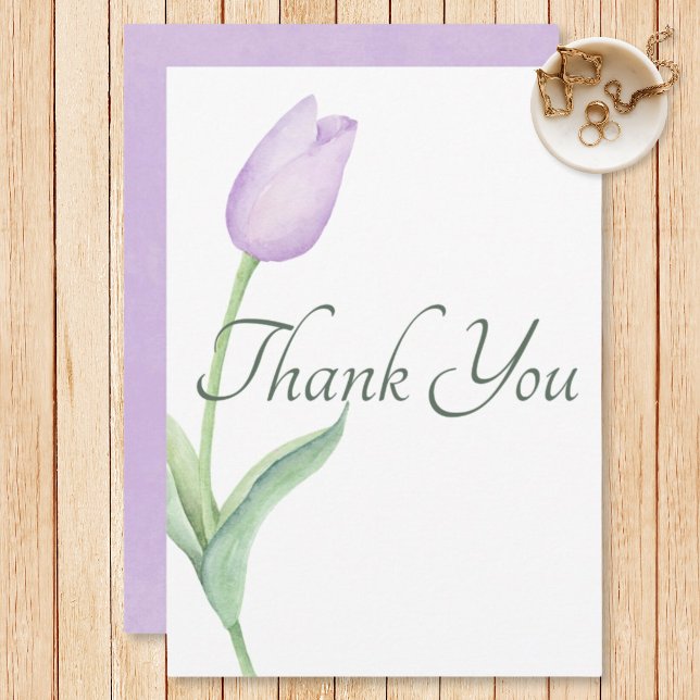 Carte De Remerciements Lavender Tulip Solo Purple Mariage moderne (Créateur téléchargé)