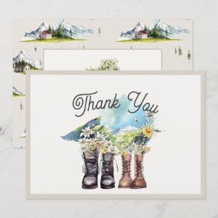 Carte De Remerciements L'aventure commence Randonnées Bottes Couples Douc