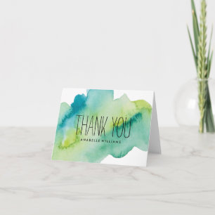 Carte De Remerciements Laver vert et bleu aquarelle