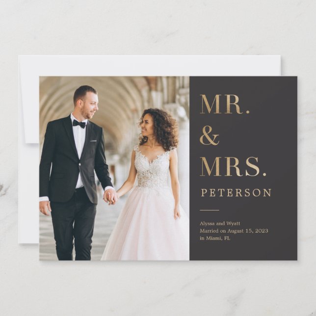 Carte De Remerciements Lavish Glow Mariage Gold (Devant)