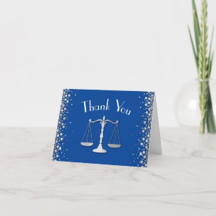Carte De Remerciements Lawyer Law School Blue Silver Graduation Party