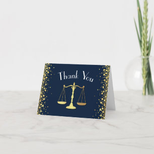 Carte De Remerciements Lawyer Law School Marine bleu Gold Graduation Part