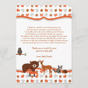 Carte De Remerciements Le baby shower de créatures de région boisée vous