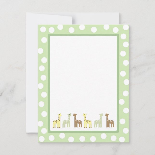 Carte De Remerciements Le baby shower de girafe vous remercient des notes (Devant)