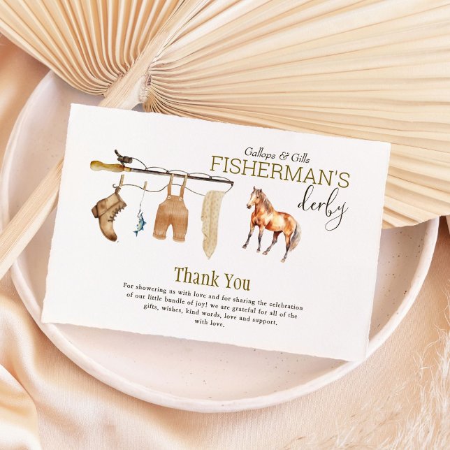 Carte De Remerciements Le Baby shower Derby du pêcheur rustique Pêche (Créateur téléchargé)