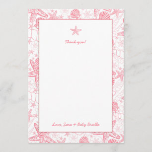 Carte De Remerciements Le baby shower rose de coquilles de mer vous