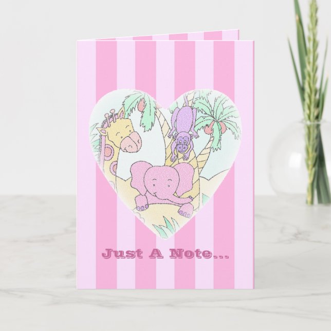 Carte De Remerciements Le bébé de jungle Coeur-Vous remercient (Devant)