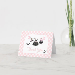 Carte De Remerciements Le bébé d'Halloween rose brasse le Baby shower