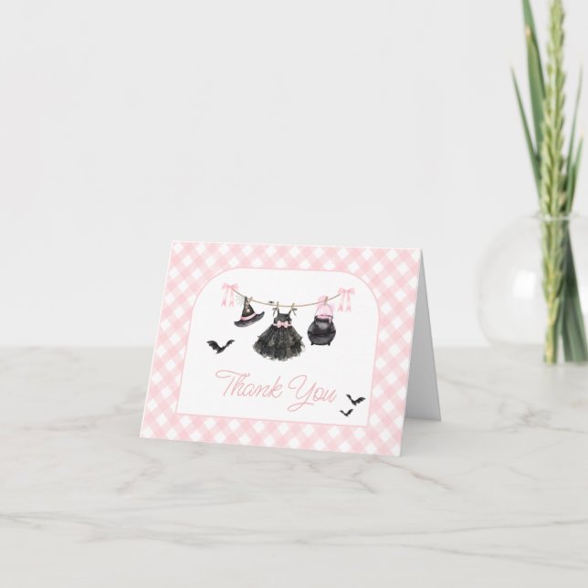 Carte De Remerciements Le bébé d'Halloween rose brasse le Baby shower (Devant)