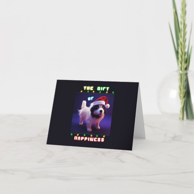 Carte De Remerciements Le cadeau de bonheur chiot 25 décembre Noël (Devant)