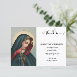 Carte De Remerciements Le chagrin catholique religieux Vierge Marie Condo
