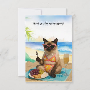 Carte De Remerciements Le chat est sur la plage