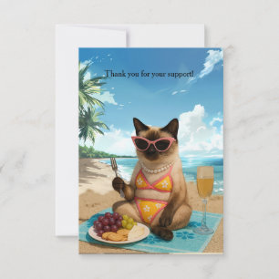 Carte De Remerciements Le chat est sur la plage