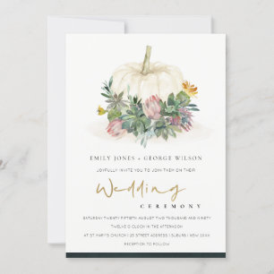 CARTE DE REMERCIEMENTS LE CITROUILLE BLANC SUCCULENT FAUNA WEDDING INVITE