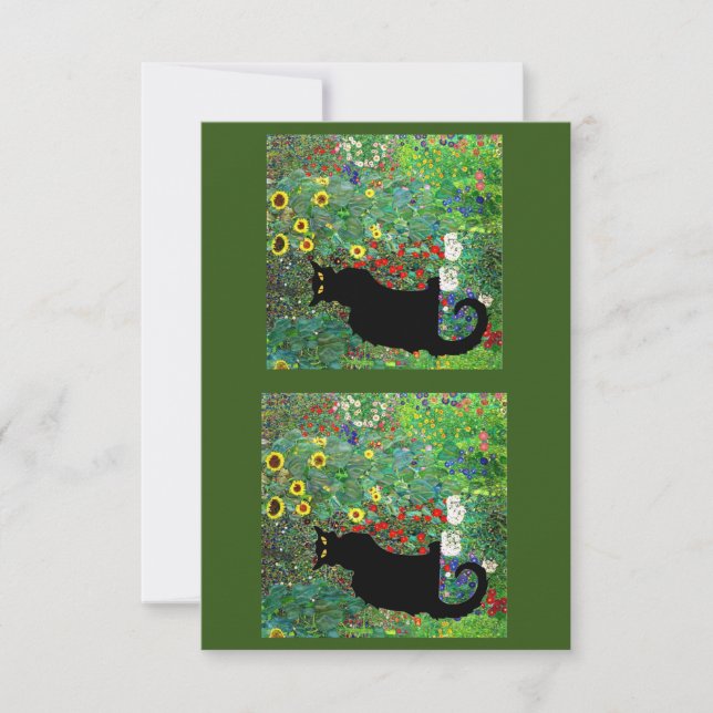 Carte De Remerciements Le Conversation Noir à Klimt’s Garden, (Devant)