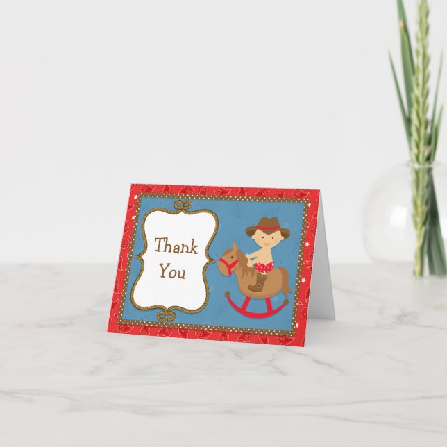 Carte De Remerciements Le Cowboy Baby Thank (Devant)