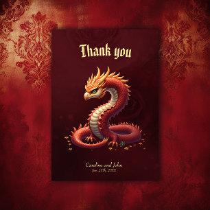 Carte De Remerciements Le dragon serpent doré.