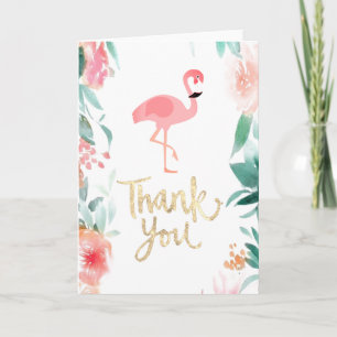 Carte De Remerciements le flamant rose vous remercient typographie