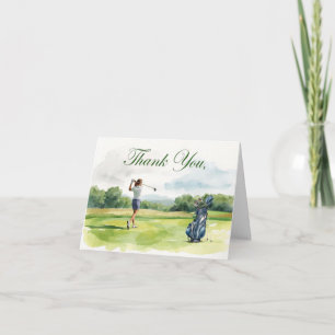 Carte De Remerciements Le golfeur joue au golf sur le parcours