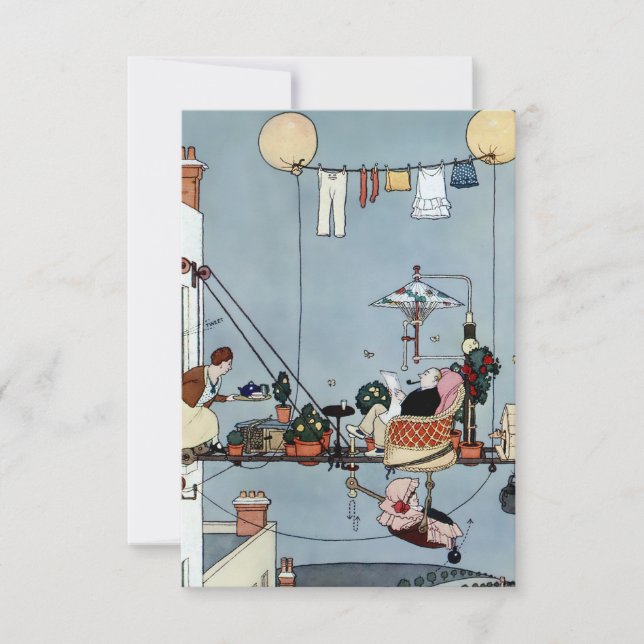 Carte De Remerciements "Le Jardin Pliant" par W Heath Robinson (Devant)
