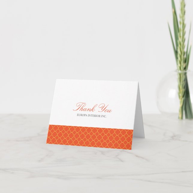 Carte De Remerciements Le motif orange de trèfle de Quatrefoil vous (Devant)