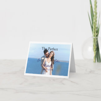 Carte De Remerciements le nom de mariage bleu parfait photo date cou