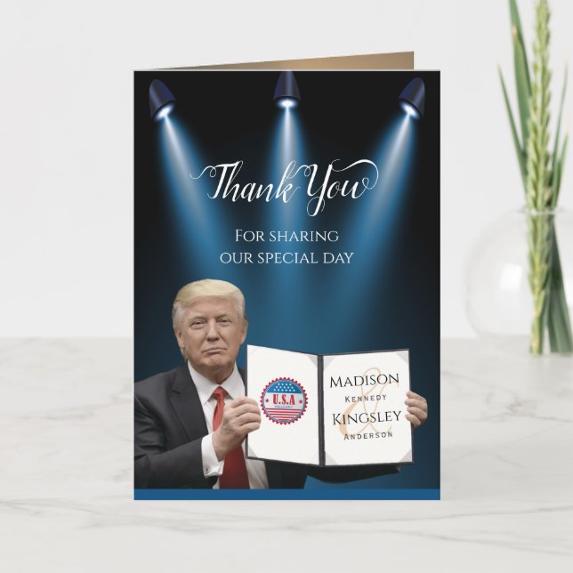 Carte De Remerciements Le président Trump 🇺 🇸 ✨ Mariage patriotique (Devant)