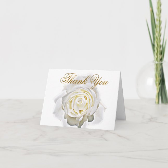Carte De Remerciements Le rose blanc de Love_ (Devant)