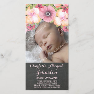 Carte De Remerciements Le rose rustique de tableau fleurit la douche de