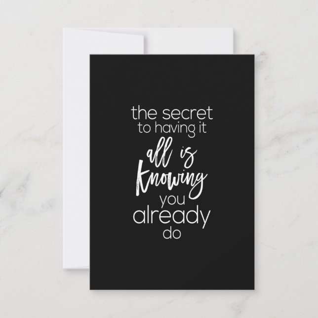 Carte De Remerciements le secret pour tout avoir est de savoir que vous l (Devant)