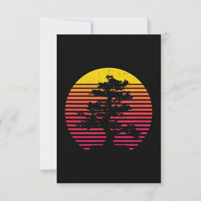Carte De Remerciements Le soleil couchant de l'arbre bouddhiste japonais  (Devant)