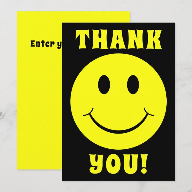 Carte De Remerciements Le sourire du visage jaune (Devant / Derrière)