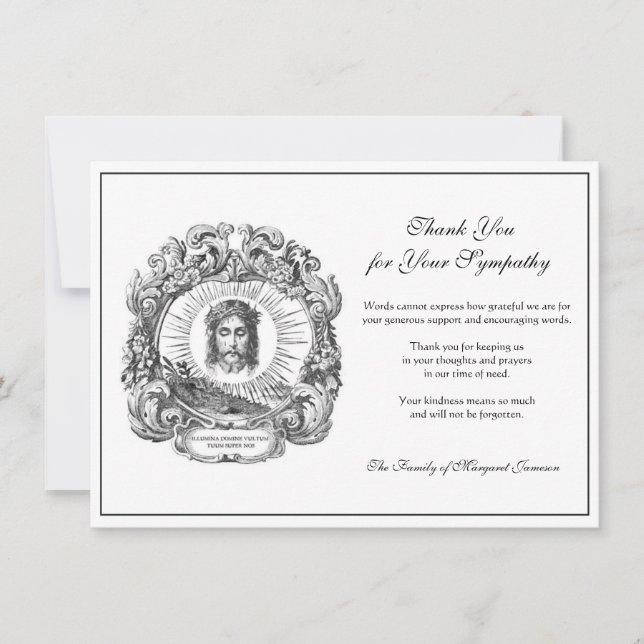 Carte De Remerciements Le triste Jésus-Christ catholique religieux (Devant)